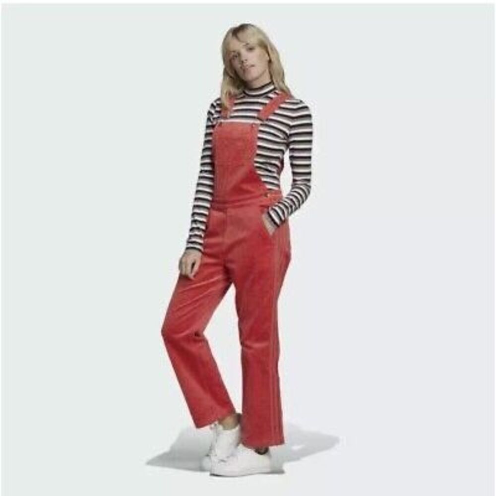 Adidas Red Corduroy Overalls - Women's Jumpsuit